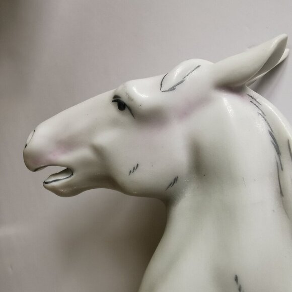 Royal Dux Rearing White Horse Cobalt Blue Base Matte Porcelain Czech Bohemia - Picture 15 of 15